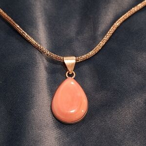 Pink Opal & Sterling Teardrop Pendant-  Djoy Chain For Sale Separately